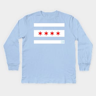 The flag of Chicago Kids Long Sleeve T-Shirt